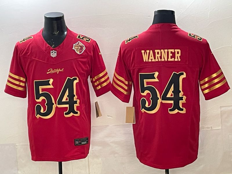 Men 2025 Nike San Francisco 49ers #54 Warner Red gold 5th generation Limited NFL Jersey 0066